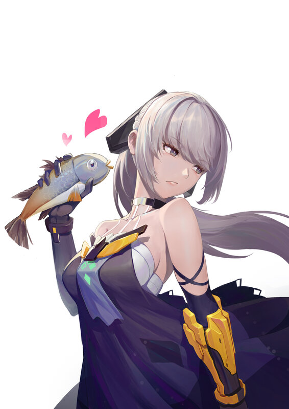 Silver-haired Woman Holding Fish