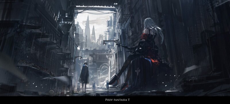Silver-haired Woman in Alley