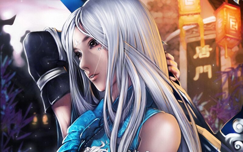 Silver-haired Woman in Armor
