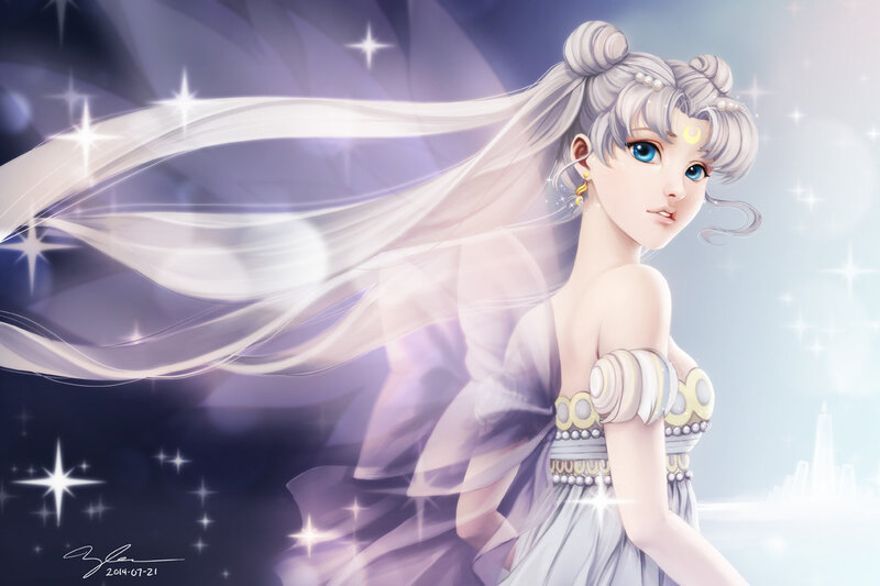 Silver-haired Woman in Gown
