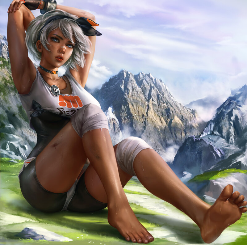 Silver-haired Woman in Mountains