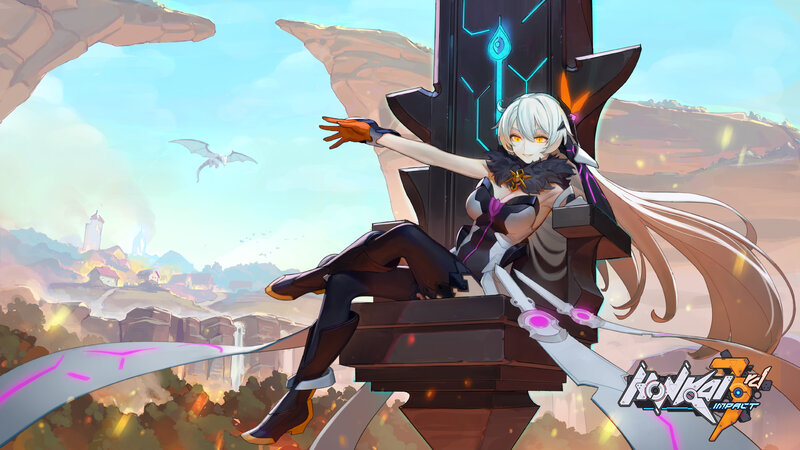 Silver-haired Woman on Throne — Blue