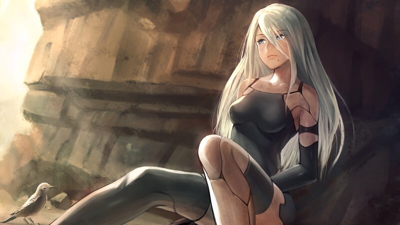 Silver-haired Woman Sitting — Gray