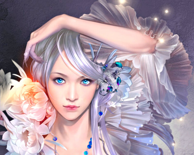 Silver-haired Woman — White