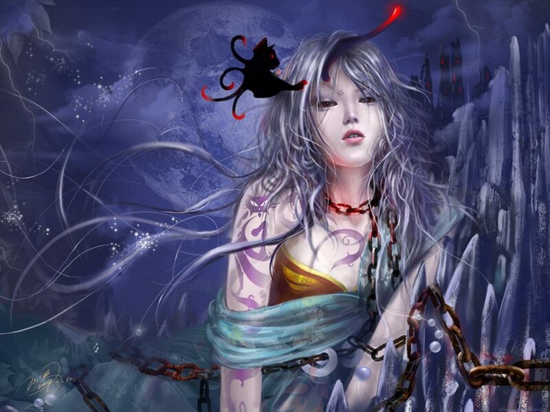Silver-haired Woman with Chains