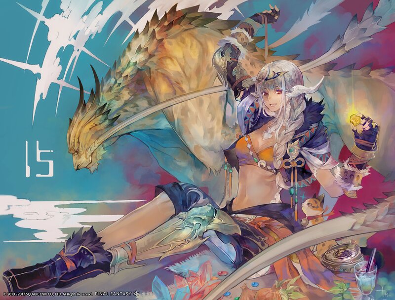 Silver-haired Woman with Dragon — Blue