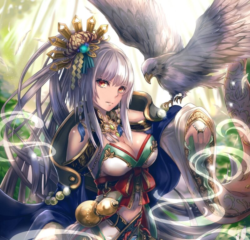 Silver-haired Woman with Eagle