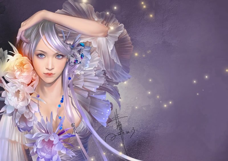 Silver-haired Woman with Flowers