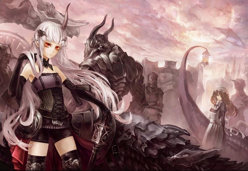 Silver-haired Woman with Horns