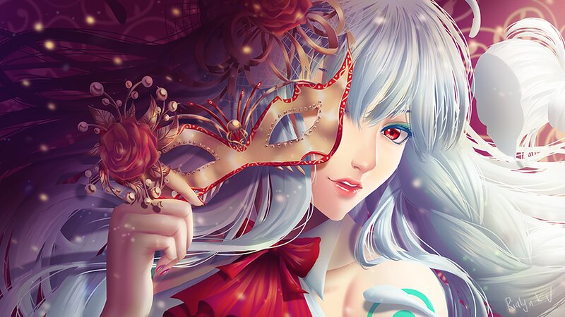 Silver-haired Woman with Mask