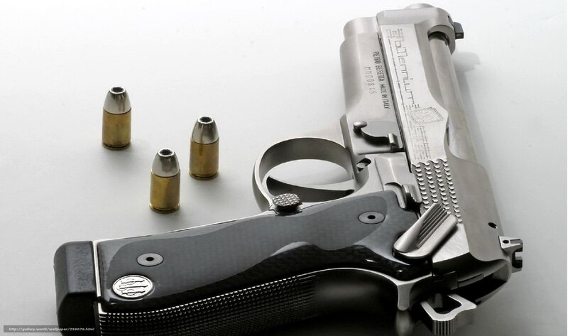 Silver Handgun with Bullets — Neutral, Photograph