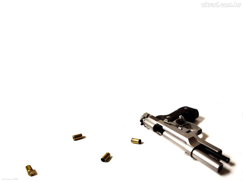 Silver Handgun with Casings