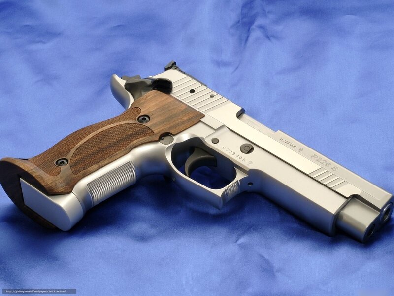 Silver Handgun with Wooden Grip