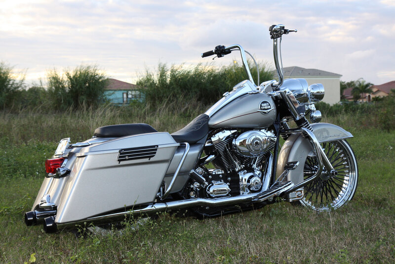 Silver Harley-davidson Motorcycle — Serene, Sunset, Photograph