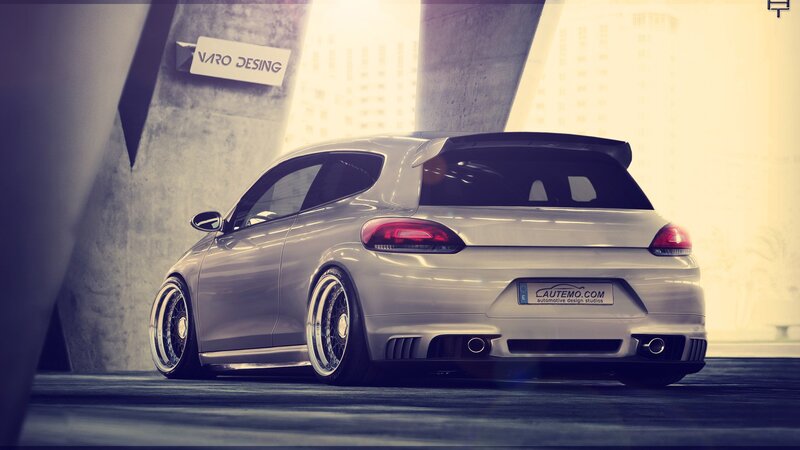 Silver Hatchback Car — Gray, Dramatic, 3d Render, Concrete Structure