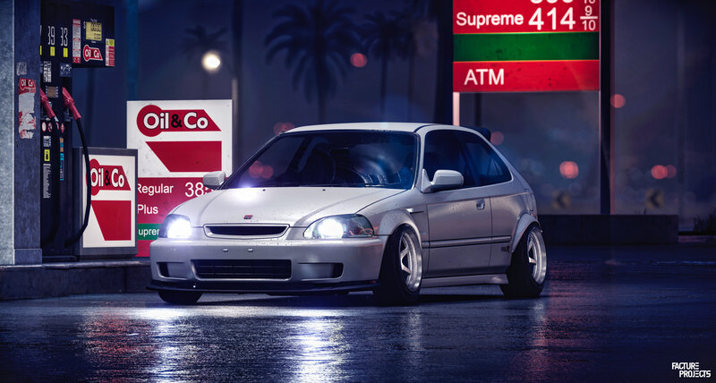 Silver Hatchback Car — Gray, Dramatic, Night