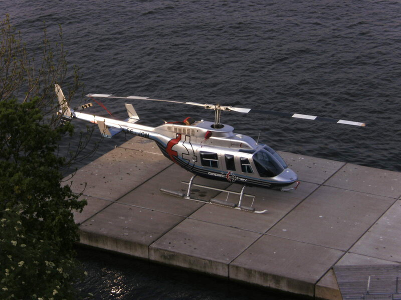Silver Helicopter on Dock