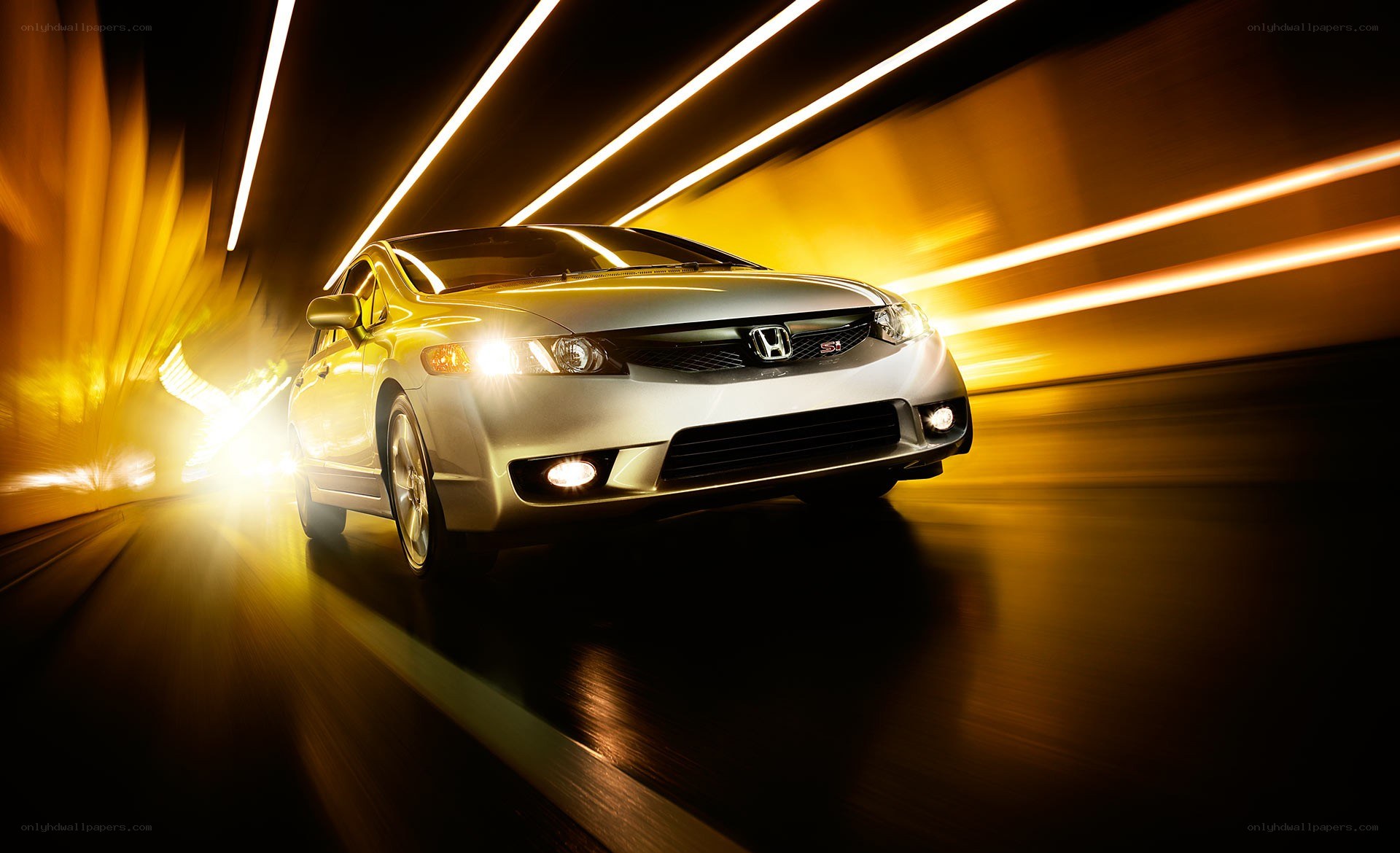 Silver Honda Civic in motion