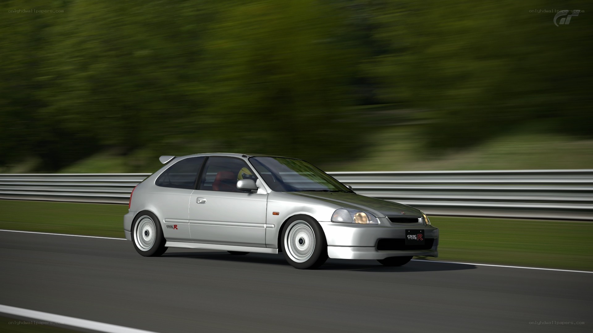 silver honda civic on track