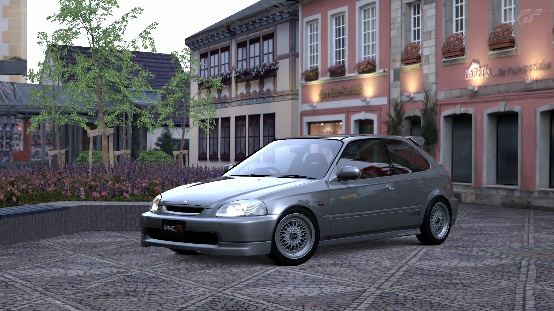 silver honda civic r parked