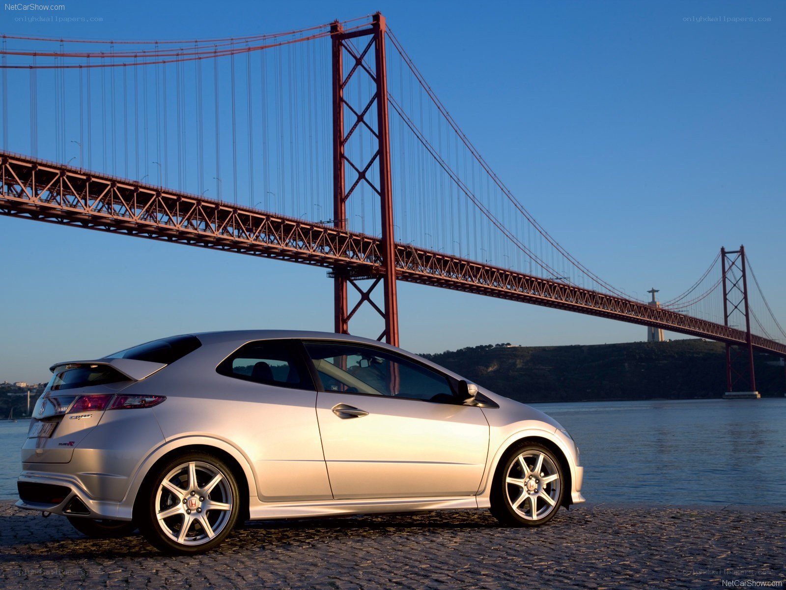 Silver Honda Civic Type R by bridge
