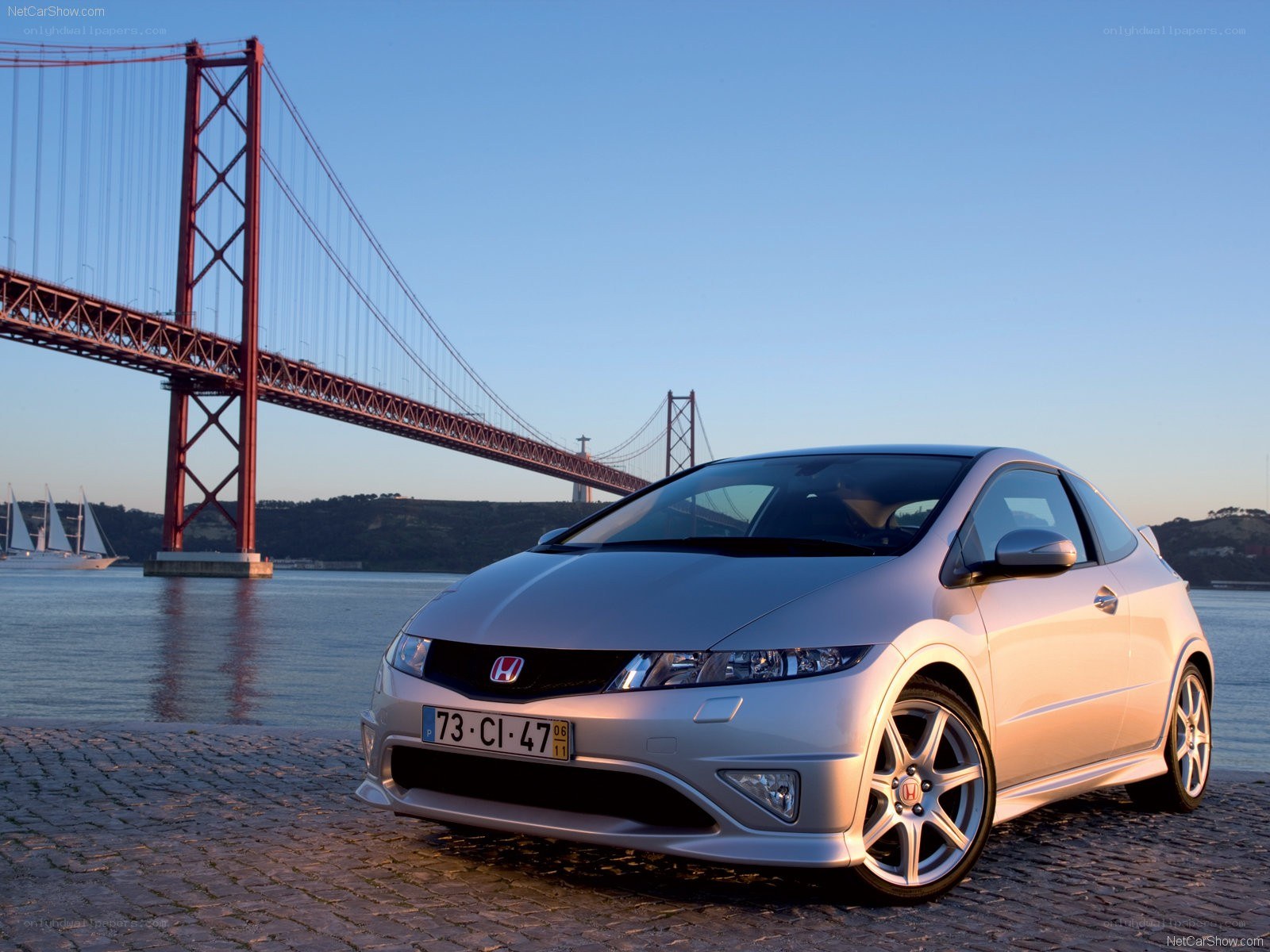 Silver Honda Civic Type R by bridge