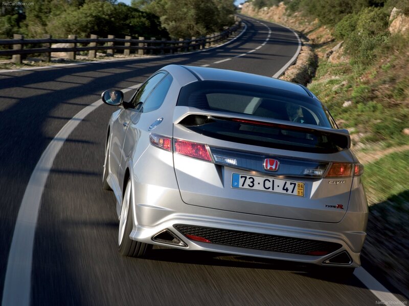 silver honda civic type r driving