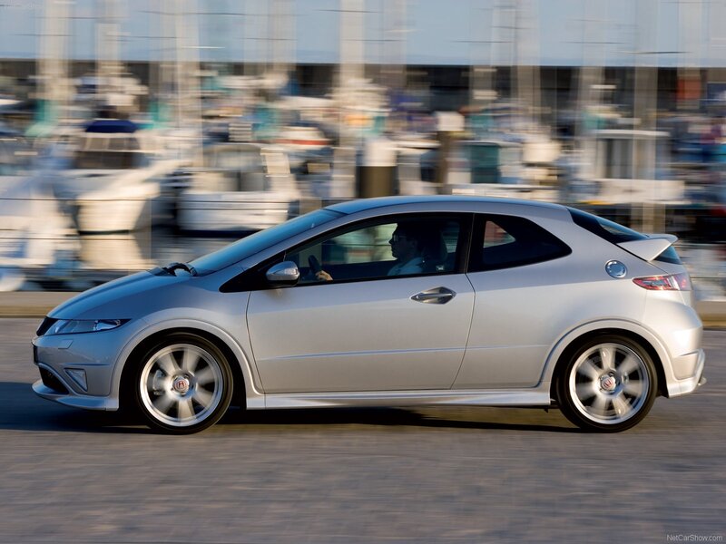 silver honda civic type r in motion