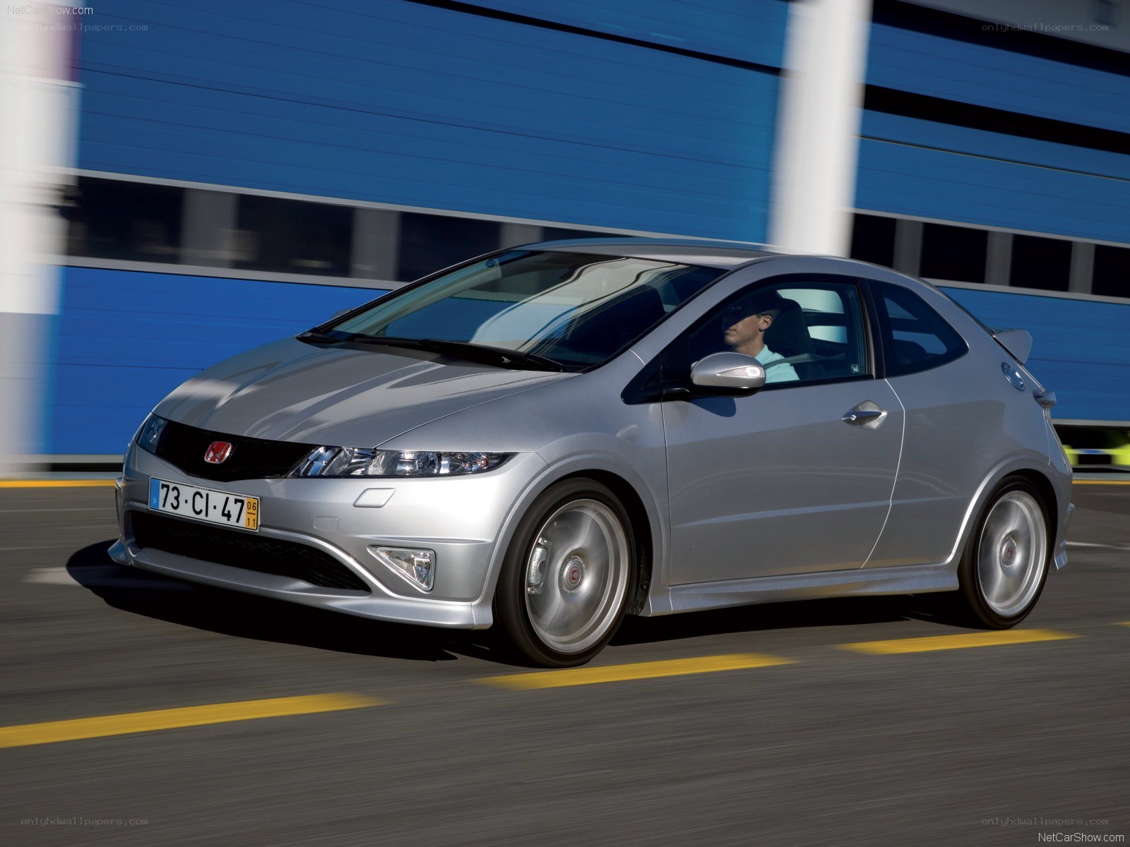 silver honda civic type r in motion