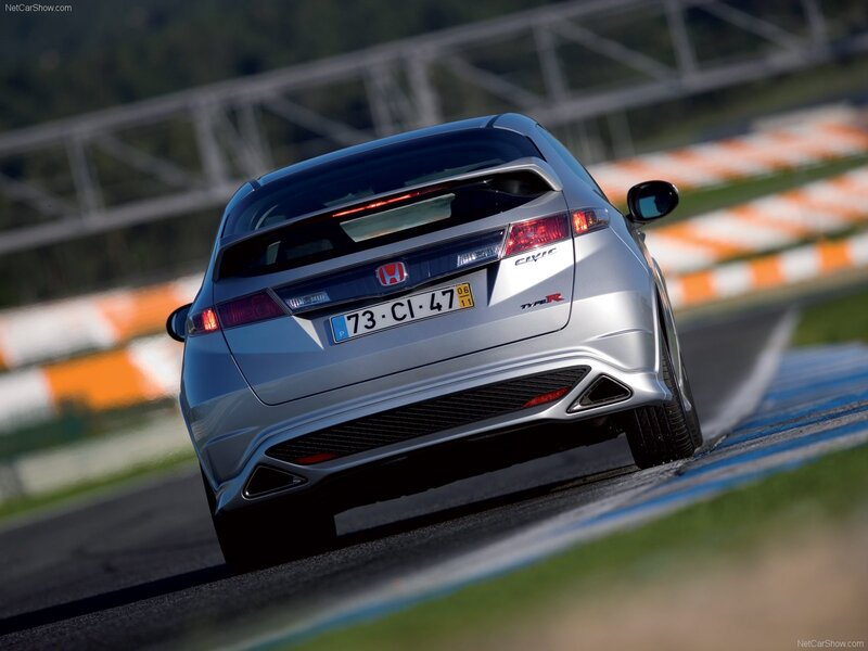silver honda civic type r on track