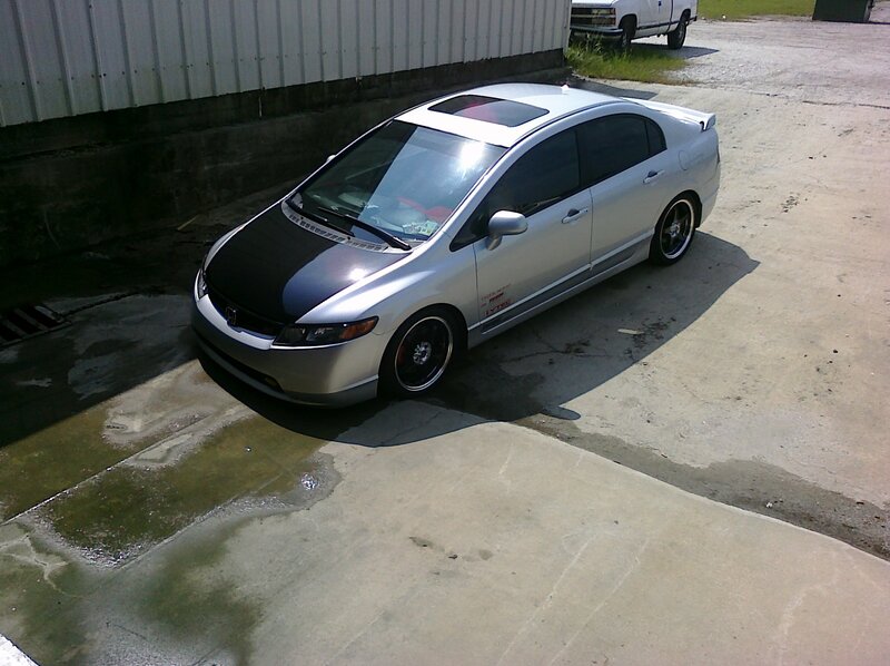 silver honda civic with black hood