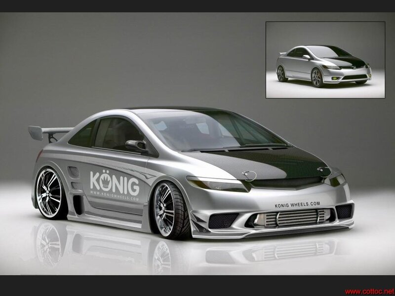 Silver Honda Civic with Konig Wheels