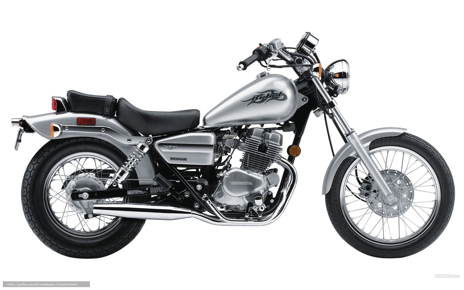 Silver Honda Rebel motorcycle