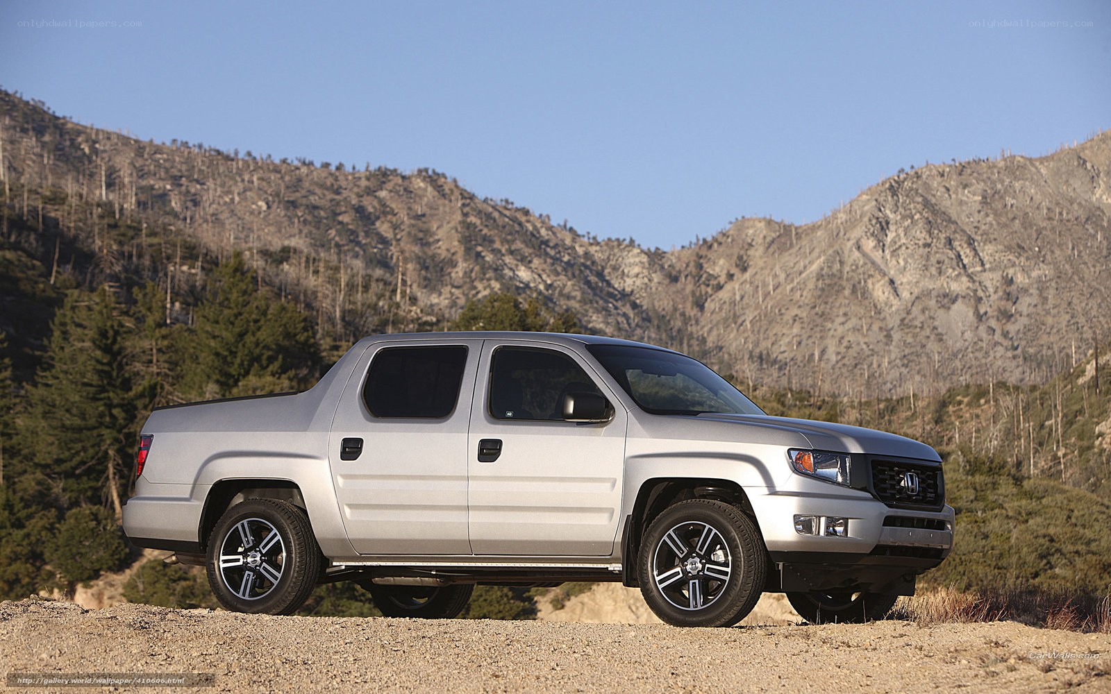 Silver Honda Ridgeline in mountains