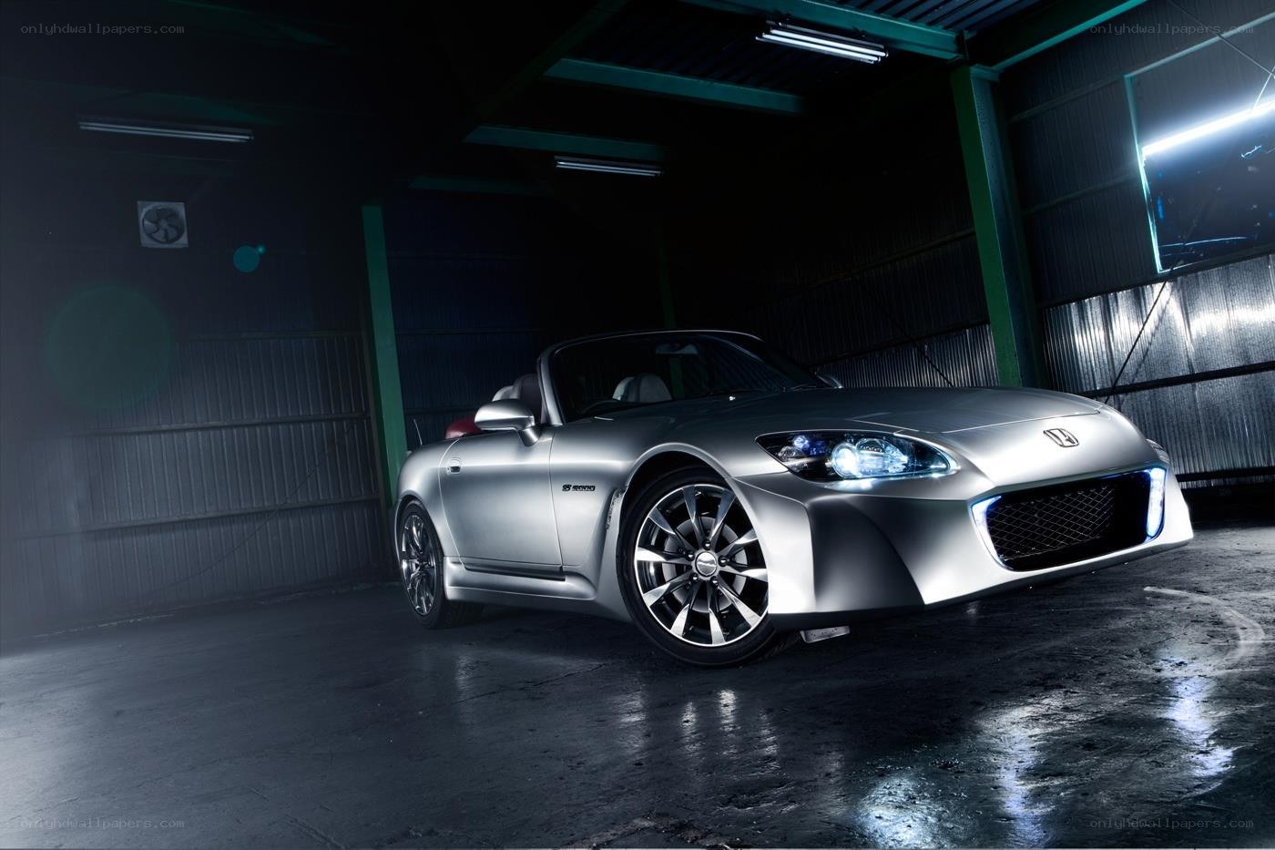 Silver Honda S2000 in garage
