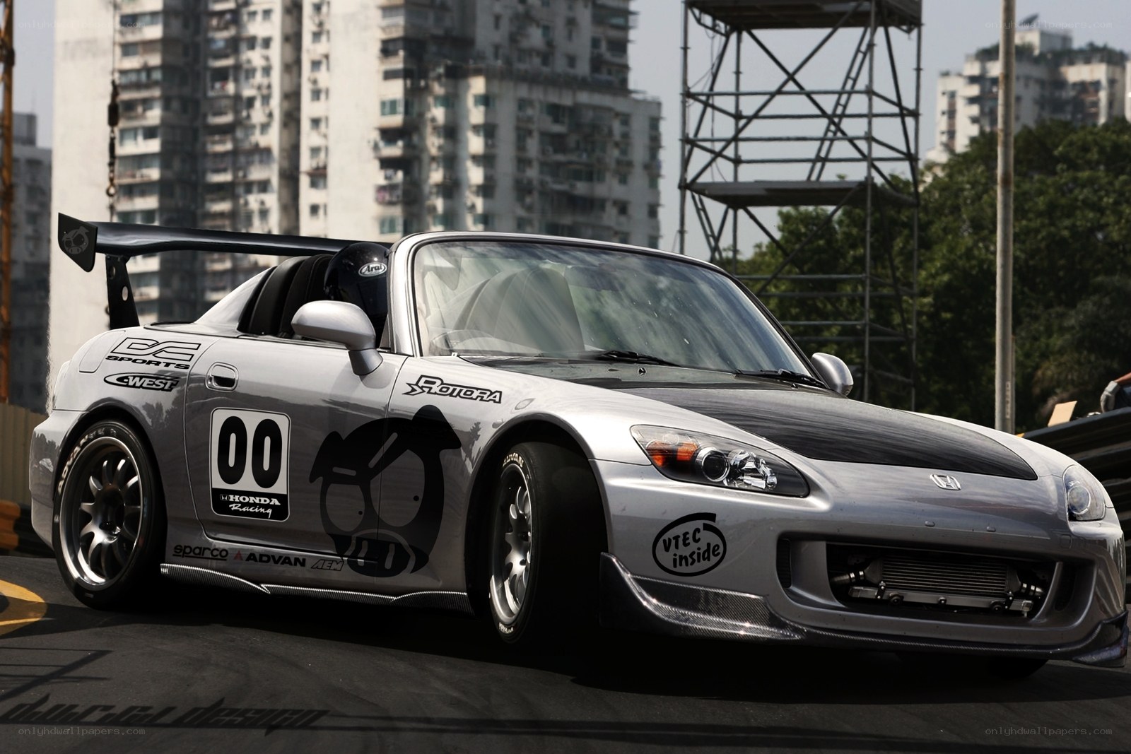 Silver Honda S2000 race car