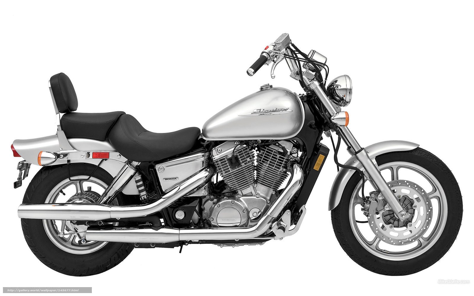 Silver Honda Shadow motorcycle