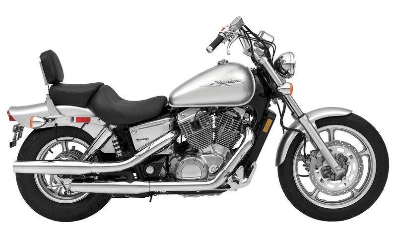 silver Honda Shadow motorcycle