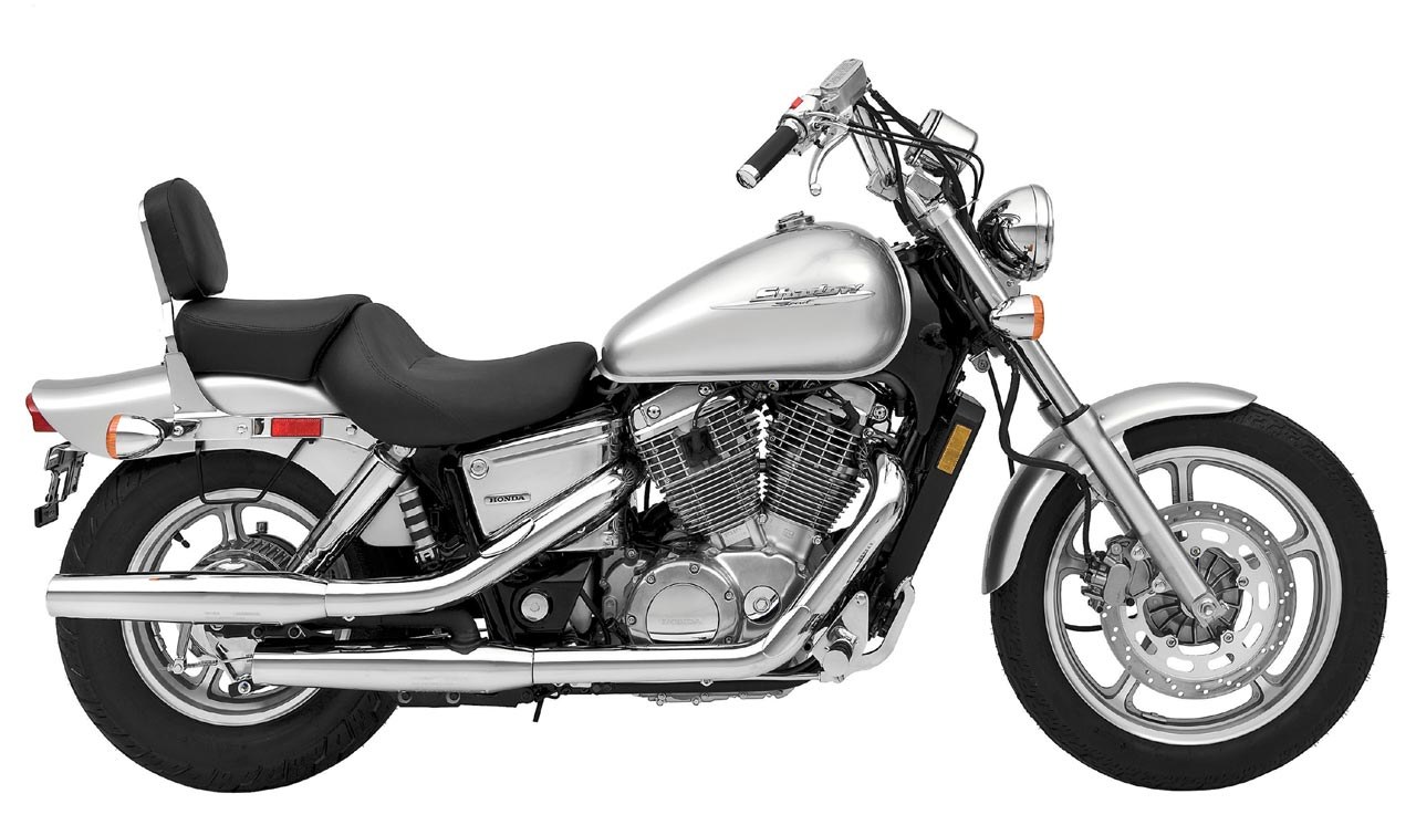 silver Honda Shadow motorcycle