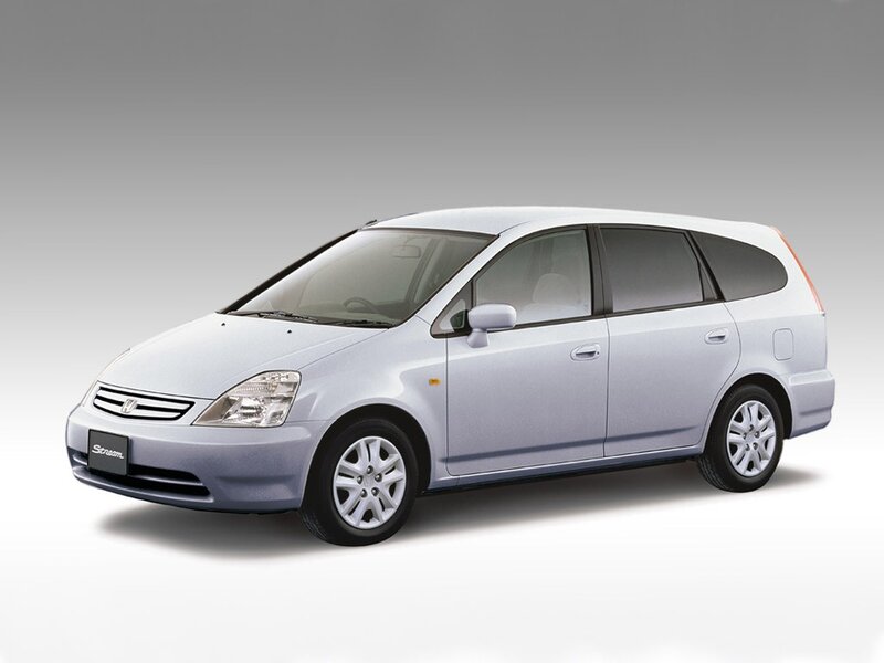 silver honda stream minivan