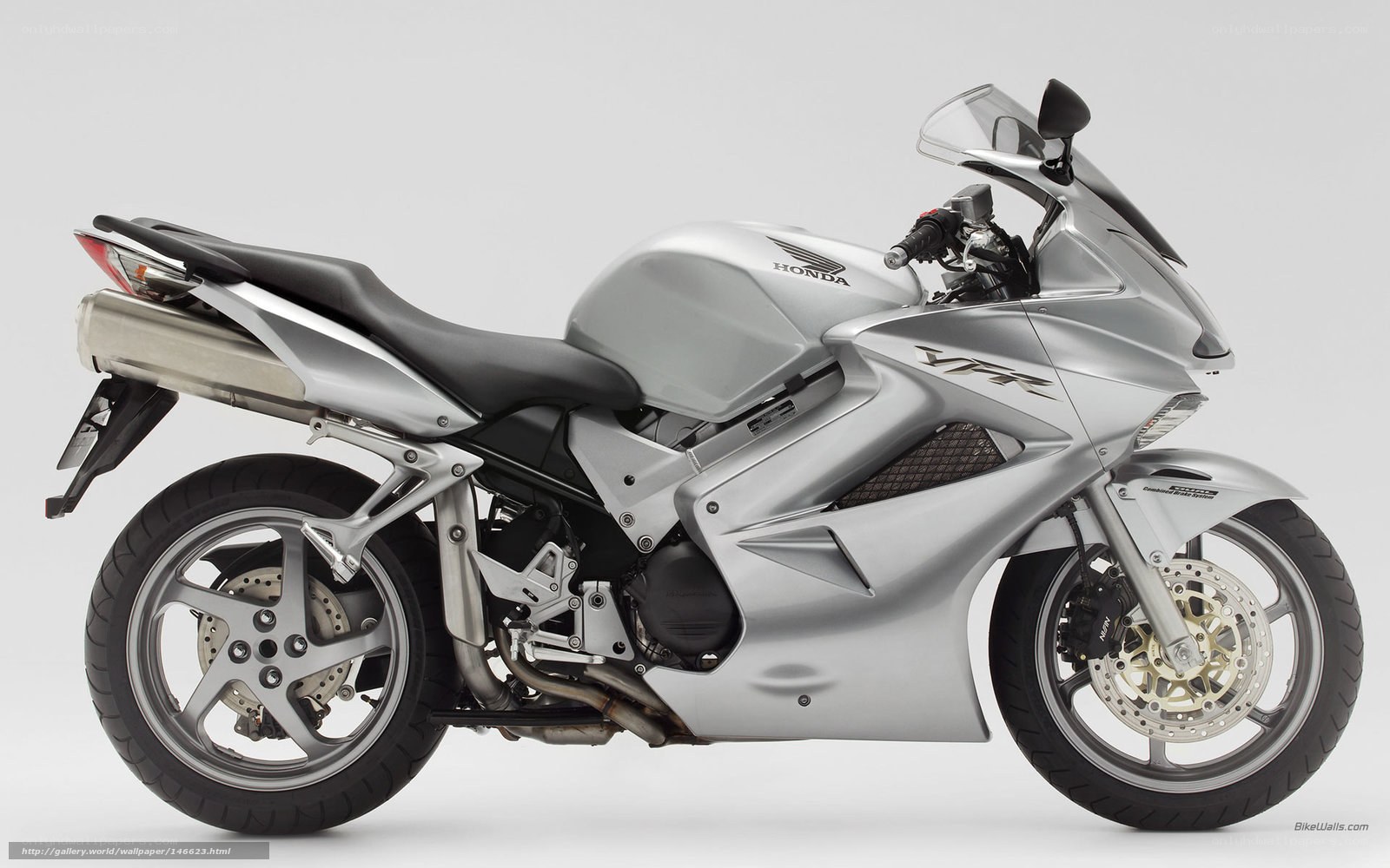 Silver Honda VFR motorcycle