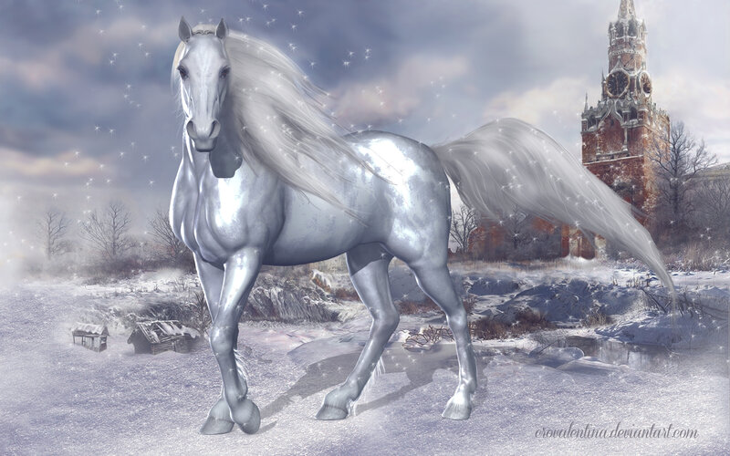 Silver Horse in Snow