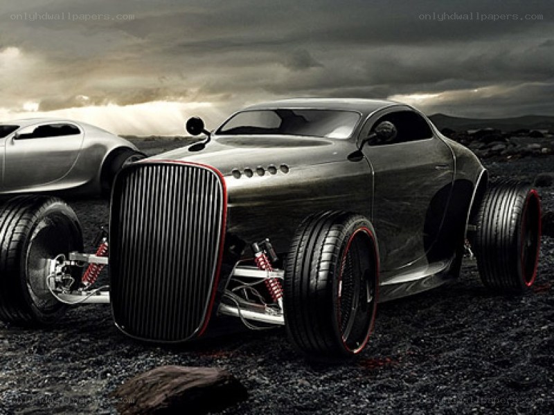Silver hot rod car