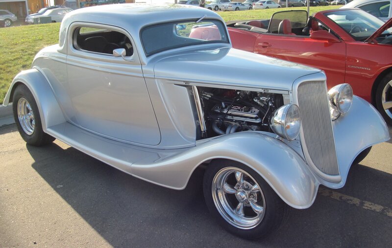 Silver Hot Rod Car — Calm, Afternoon, Photograph, Red Convertible