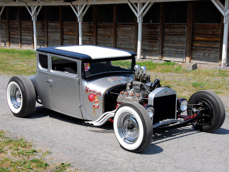 Silver Hot Rod Car — Retro