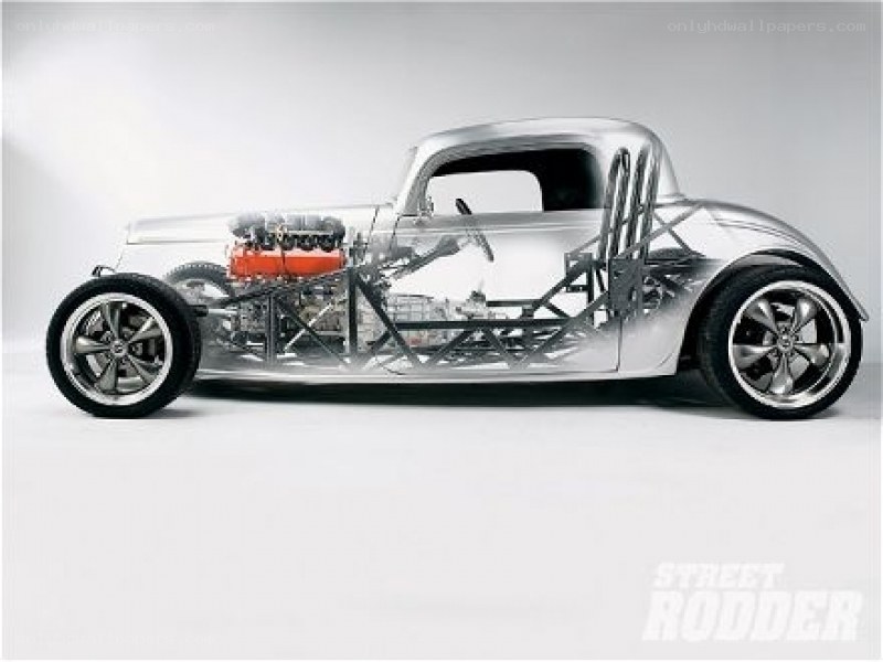 silver hot rod car