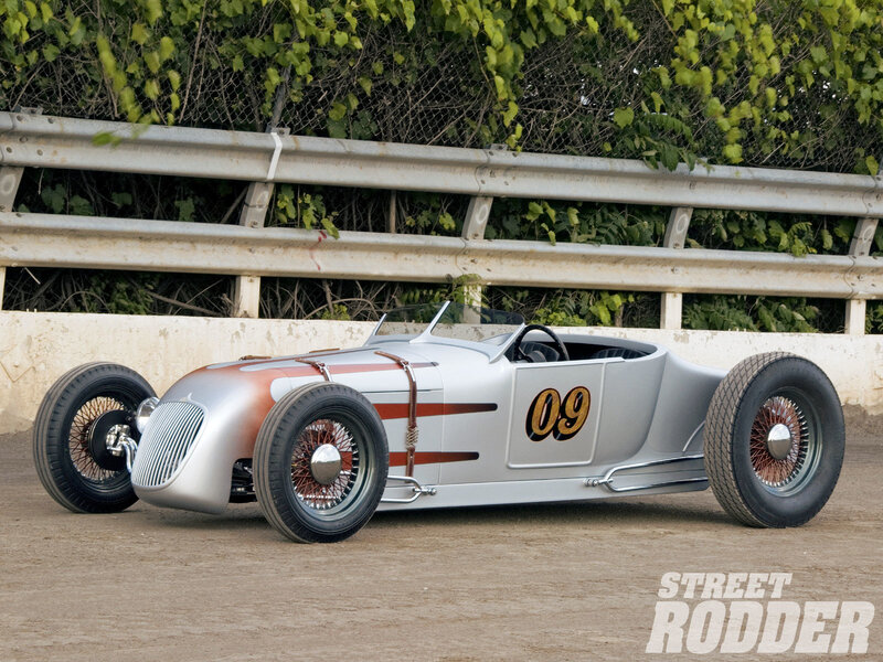 silver hot rod race car