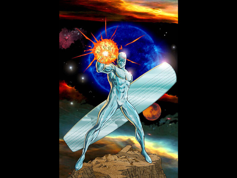 Silver Humanoid Figure — Blue