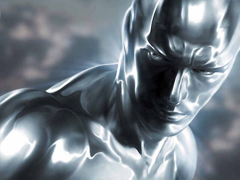 Silver Humanoid Figure — Gray, Dramatic, Digital Art, Metallic Suit