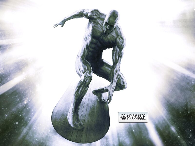 Silver Humanoid Figure — Green, Dramatic